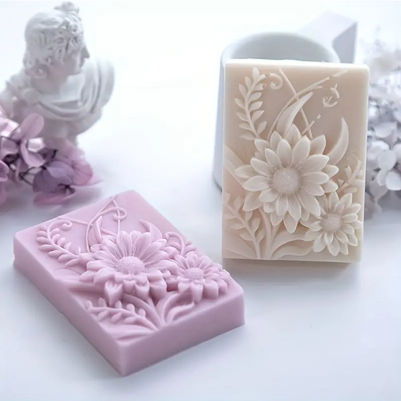 Soap Making Chemical - 3D 꽃 사각형 비누 실리콘 금형