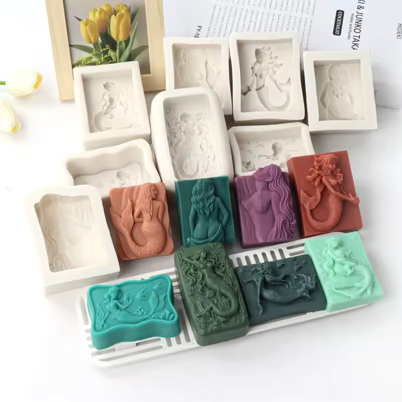 Quality Soap Making Kit - 직사각형 바다 스타일 3D 인어 캔들