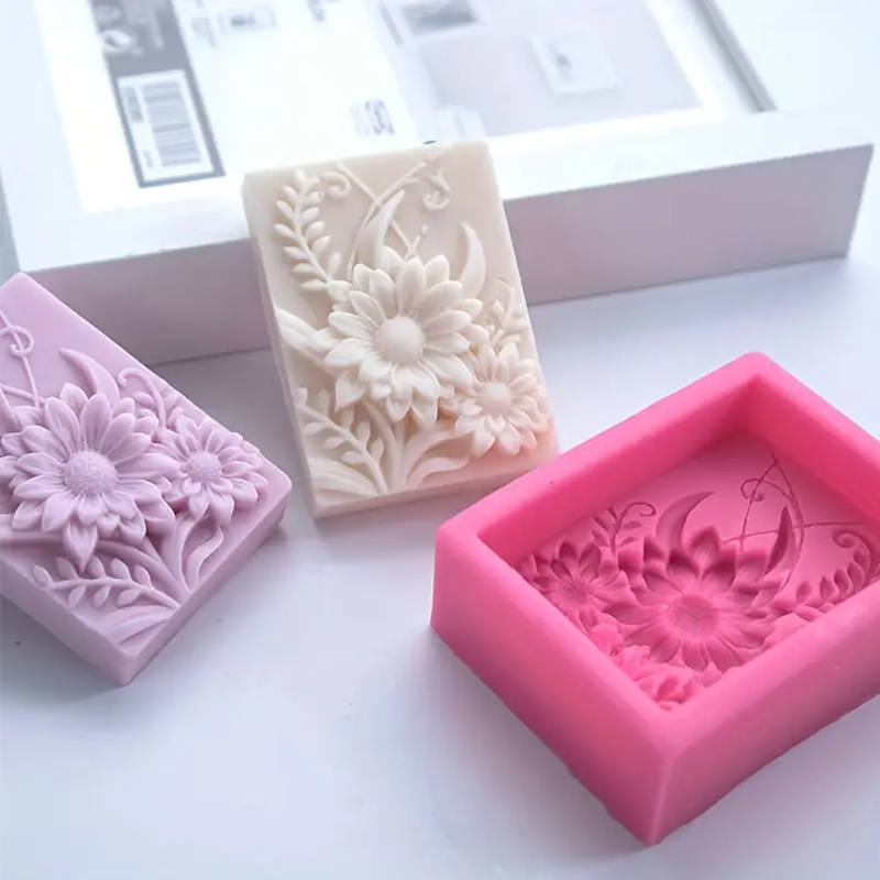 3D 꽃 사각형 비누 실리콘 금형 직사각형 수제 향기로 - Soap Making Chemical 리뷰 및 가격
