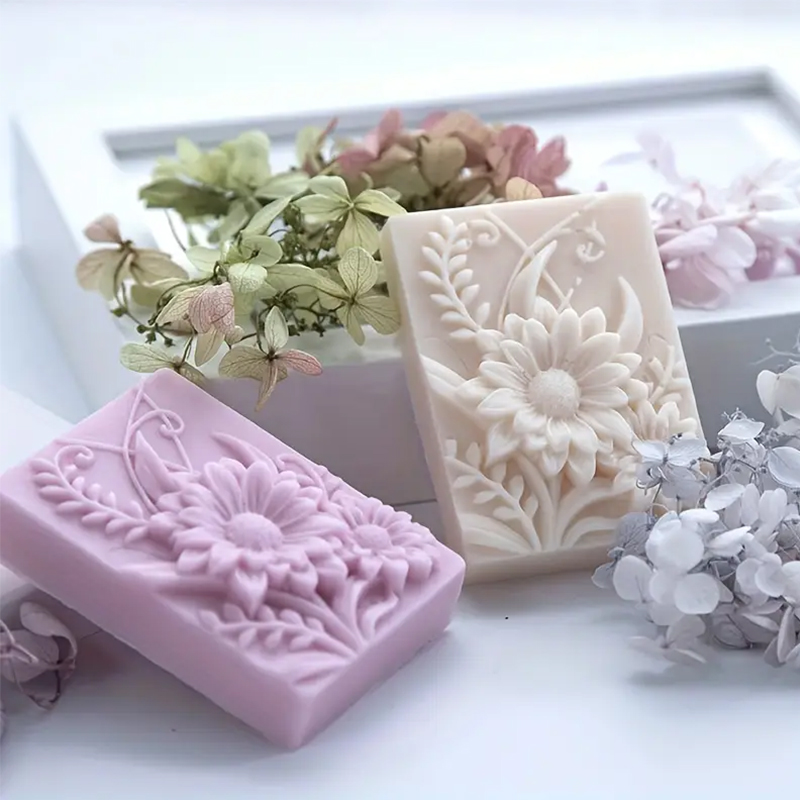 3D 꽃 사각형 비누 실리콘 금형 직사각형 수제 향기로 - Soap Making Chemical 리뷰 및 가격
